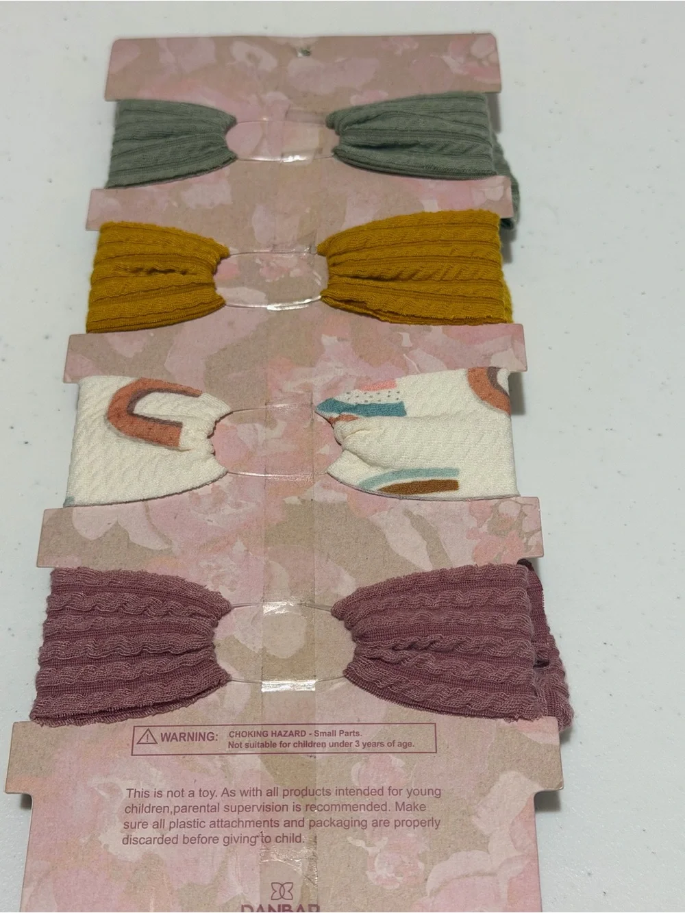 Bow Fancy Set of 4 Knotted Bow Headbands - Green, Mustard, Rainbow Print, Mauve